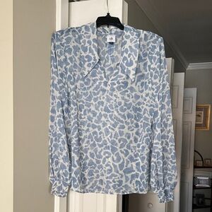 CAbi Light Blue Animal Print Blouse Sz. M